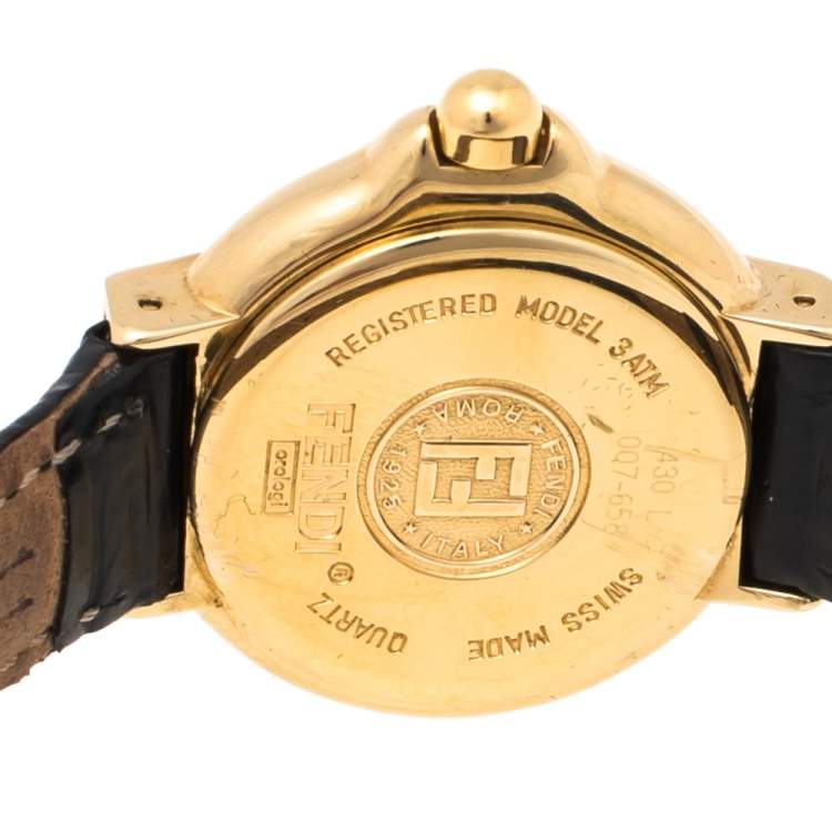 Pre Owned Fendi Mother of Pearl Gold Plated Stainless Steel 430L Women's Wristwatch 25 mm