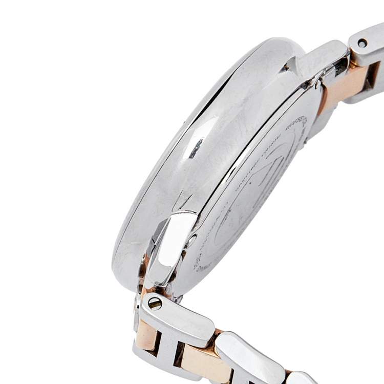 Pre Owned Fendi White Two Tone Stainless Steel Runaway FOW802A2YL Women's Wristwatch 28 mm
