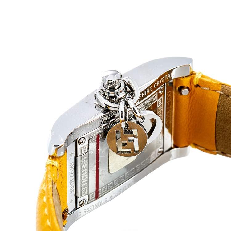 Pre Owned Fendi Mother of Pearl Leather Stainless Steel 7100L Women's Wristwatch 21 MM