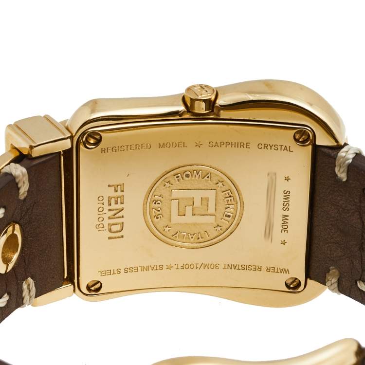 Pre Owned Fendi Mother of Pearl Gold Plated Stainless Steel Leather B.Fendi 3800G Women's Wristwatch 33 mm