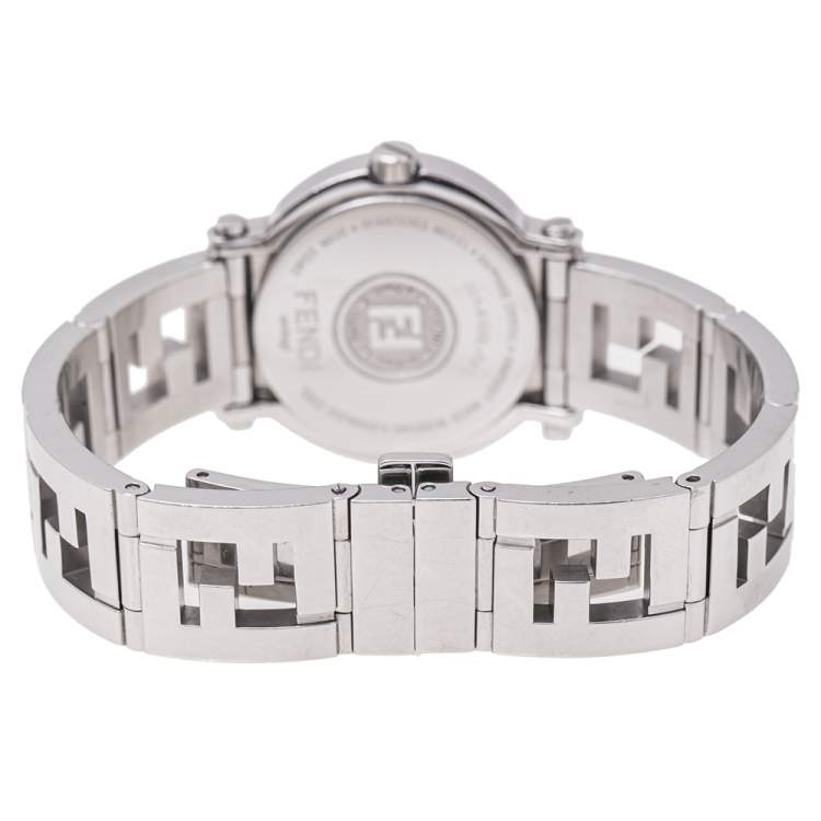 Pre Owned Fendi Pink Mother of Pearl Stainless Steel 6100L Womens's Wristwatch 28 mm