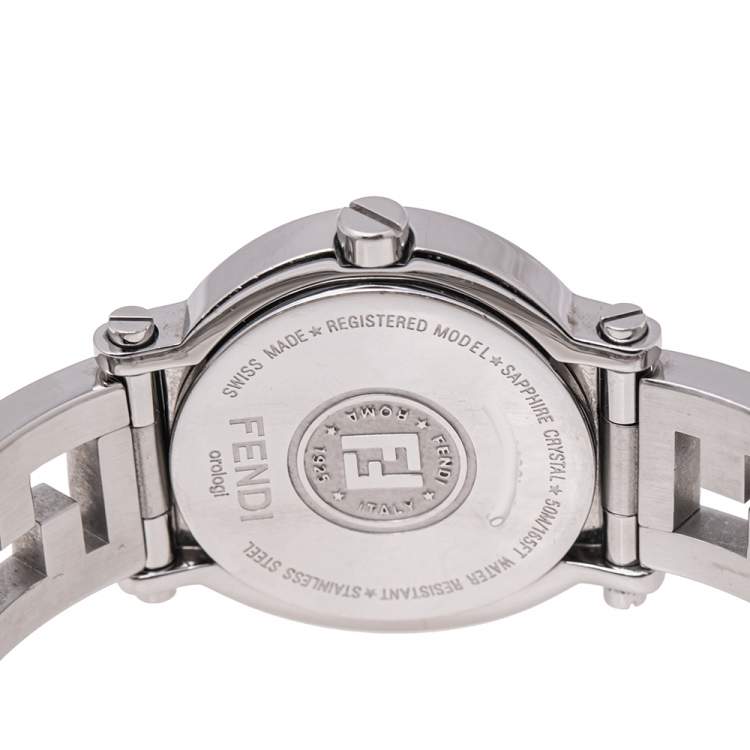 Pre Owned Fendi Pink Mother of Pearl Stainless Steel 6100L Womens's Wristwatch 28 mm