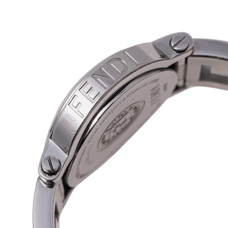 Pre Owned Fendi Pink Mother of Pearl Stainless Steel 6100L Womens's Wristwatch 28 mm