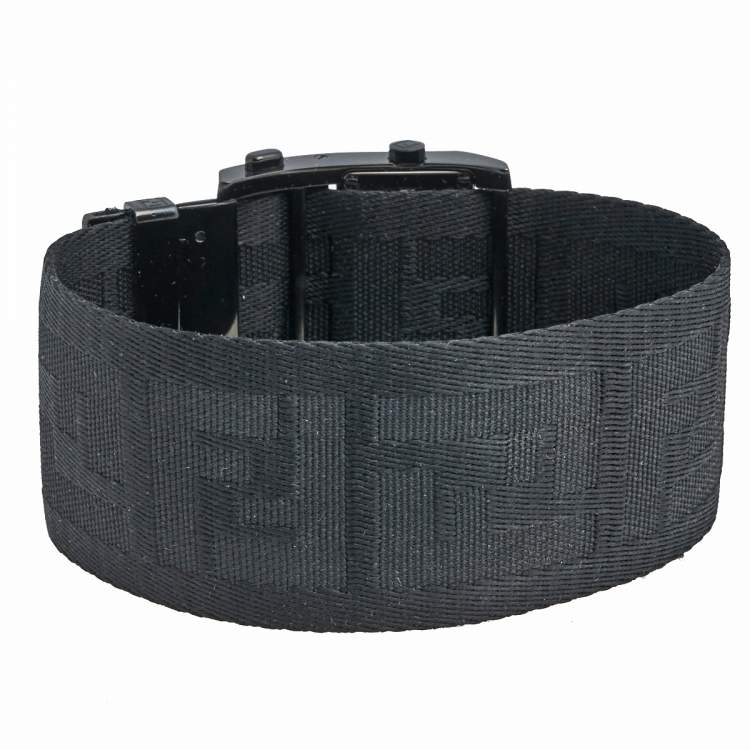 Pre Owned Fendi Black Ion-Plated Stainless Steel Canvas Zip Code 1170G Women's Wristwatch 45.50 mm