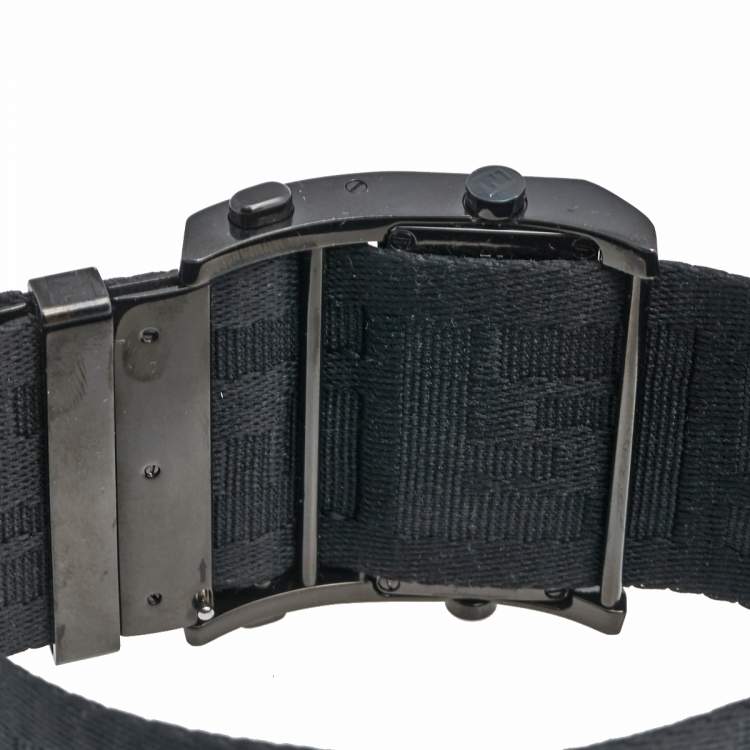Pre Owned Fendi Black Ion-Plated Stainless Steel Canvas Zip Code 1170G Women's Wristwatch 45.50 mm