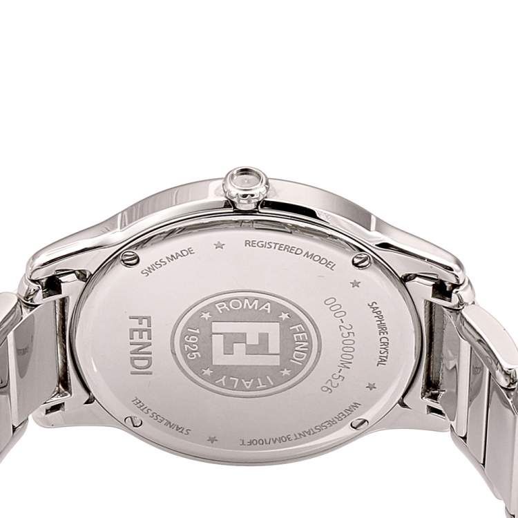 Pre Owned Fendi White Stainless Steel Classico 25000M Women's Wristwatch 32 mm
