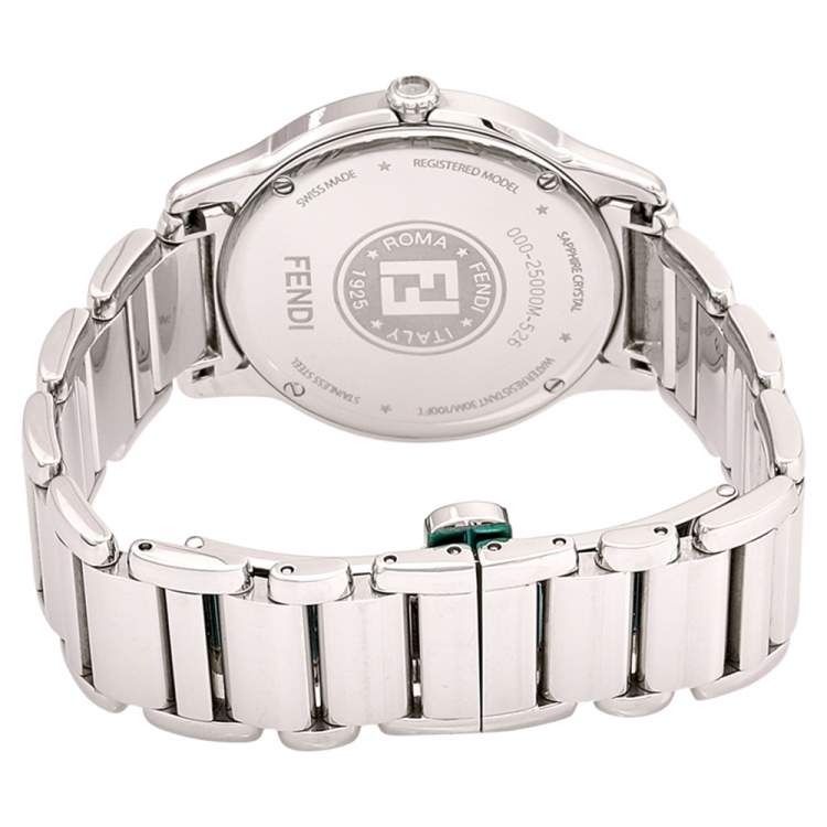 Pre Owned Fendi White Stainless Steel Classico 25000M Women's Wristwatch 32 mm