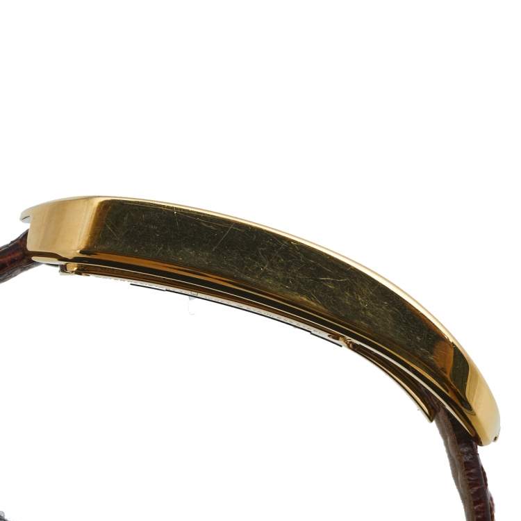 Pre Owned Fendi Yellow Gold Plated Steel Leather Chameleon 30000M Women's Wristwatch 29 mm