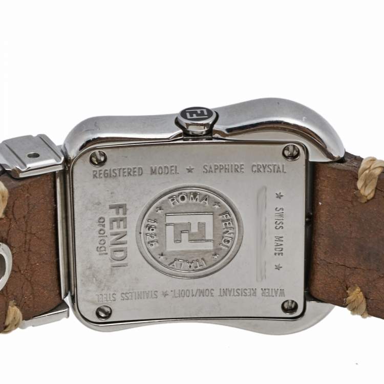 Pre Owned Fendi Mother of Pearl Stainless Steel Leather B.Fendi 3800L Women's Wristwatch 18 mm