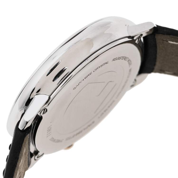 Pre Owned Fendi Black Two-Tone Stainless Steel Leather Run Away 71000M Women's Wristwatch 36 mm