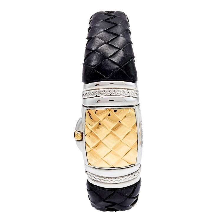 Pre Owned Fendi Mother Of Pearl 18K Yellow Gold Stainless Steel Calfskin Spy 9000L Women's Wristwatch 20 mm