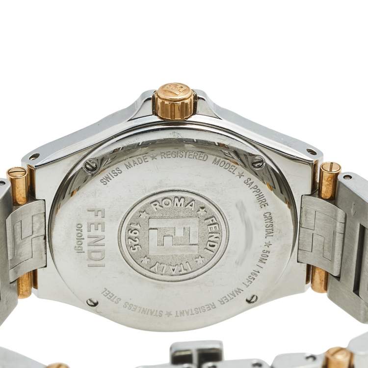 Pre Owned Fendi Mother Of Pearl Two Tone Stainless Steel High Speed 4600M Women's Wristwatch 34 mm