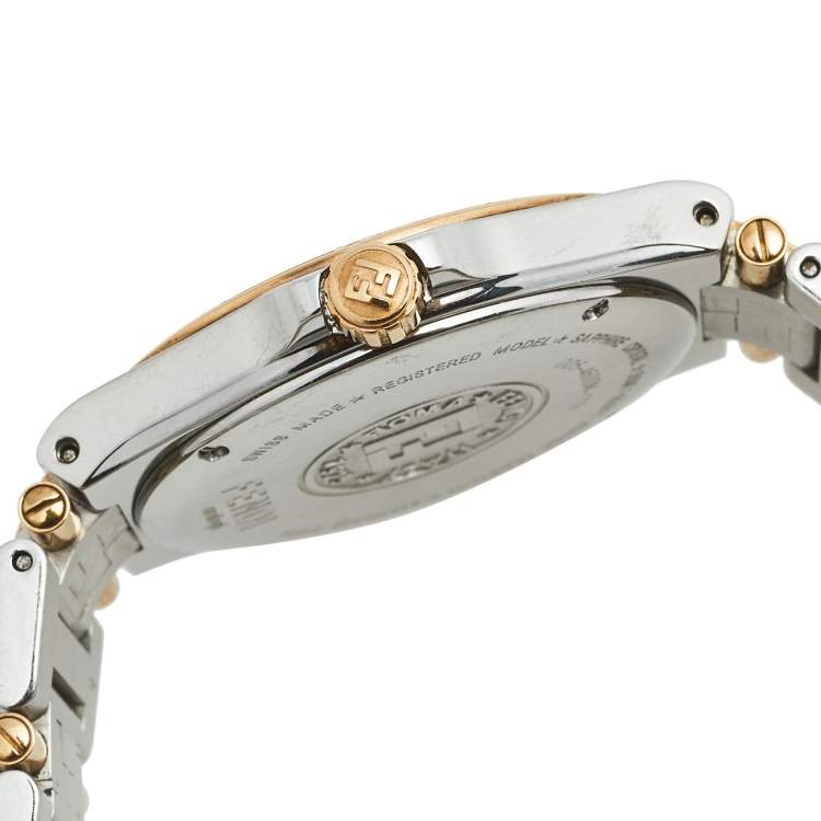 Pre Owned Fendi Mother Of Pearl Two Tone Stainless Steel High Speed 4600M Women's Wristwatch 34 mm