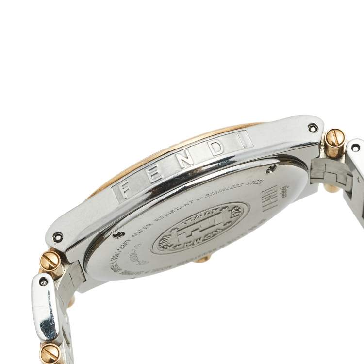 Pre Owned Fendi Mother Of Pearl Two Tone Stainless Steel High Speed 4600M Women's Wristwatch 34 mm