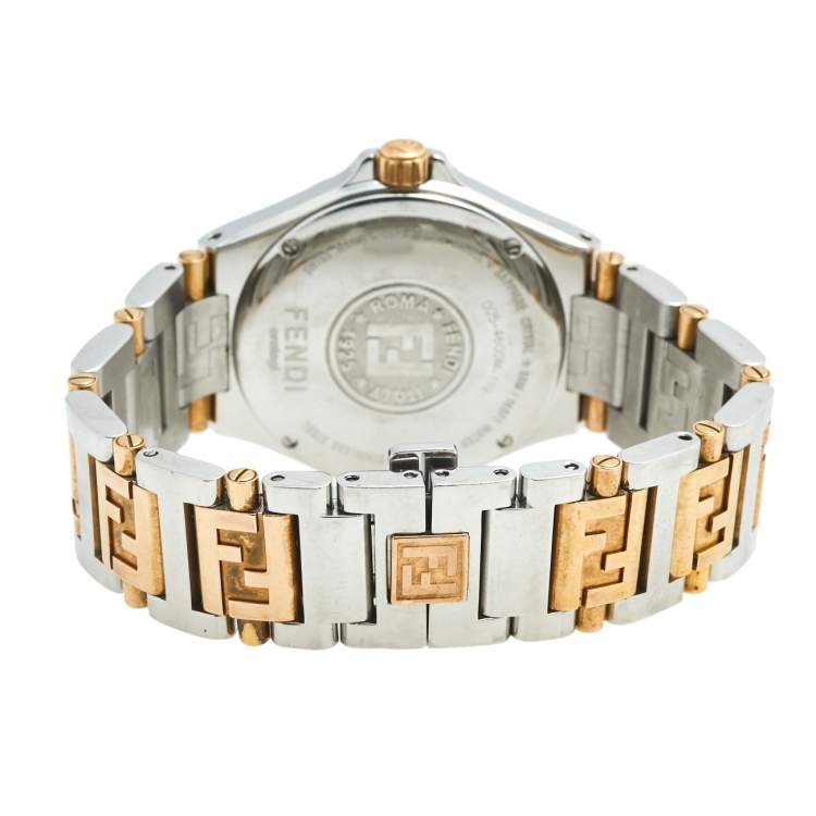 Pre Owned Fendi Mother Of Pearl Two Tone Stainless Steel High Speed 4600M Women's Wristwatch 34 mm