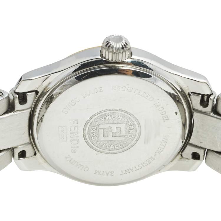 Pre Owned Fendi White Two Tone Stainless Steel 210L Women's Wristwatch 26 mm