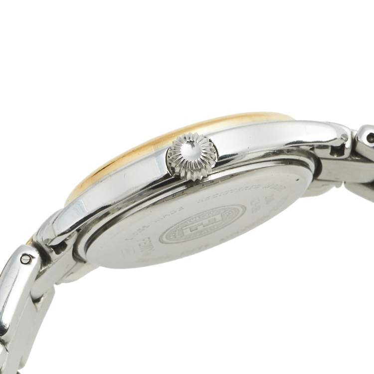 Pre Owned Fendi White Two Tone Stainless Steel 210L Women's Wristwatch 26 mm