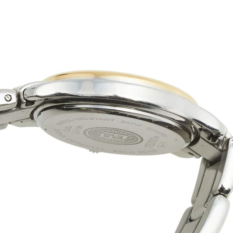 Pre Owned Fendi White Two Tone Stainless Steel 210L Women's Wristwatch 26 mm