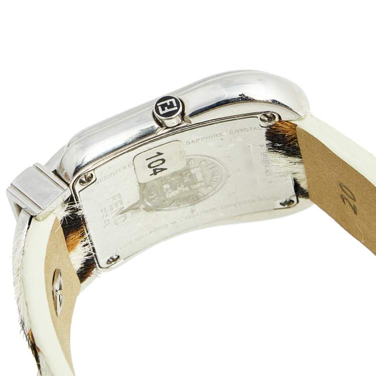 Pre Owned Fendi Leopard Print Stainless Steel B.Fendi 3800G Women's Wristwatch 33 mm