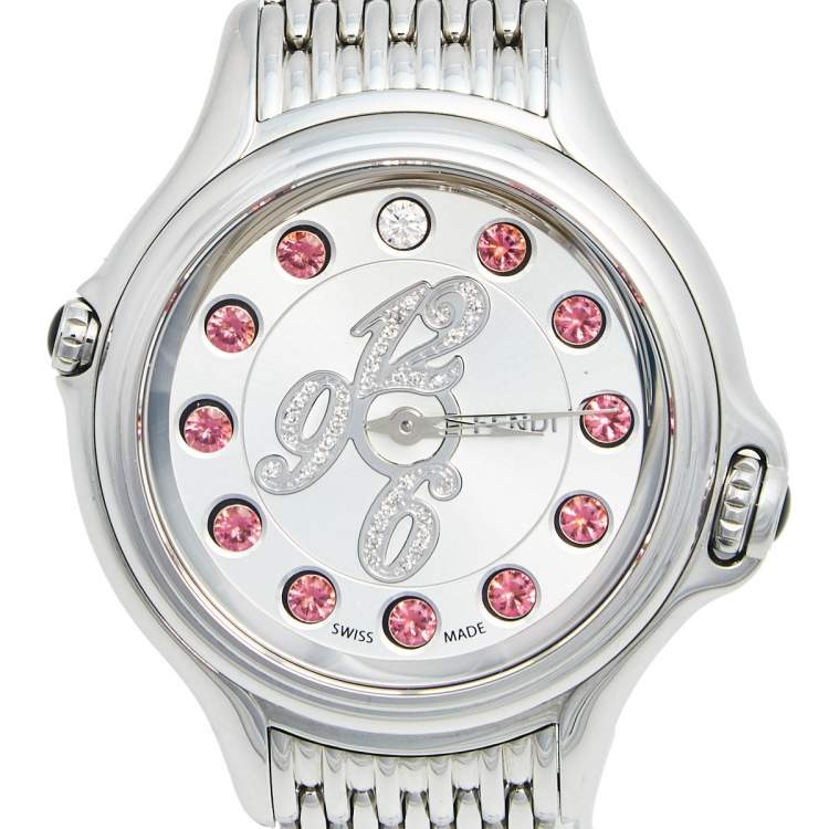 Pre Owned Fendi Silver Stainless Steel Crazy Carats 10500M Women's Wristwatch 38 mm