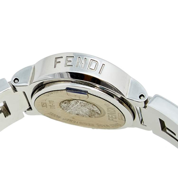 Pre Owned Fendi Black Stainless Steel 3050L Women's Wristwatch 24 mm 
