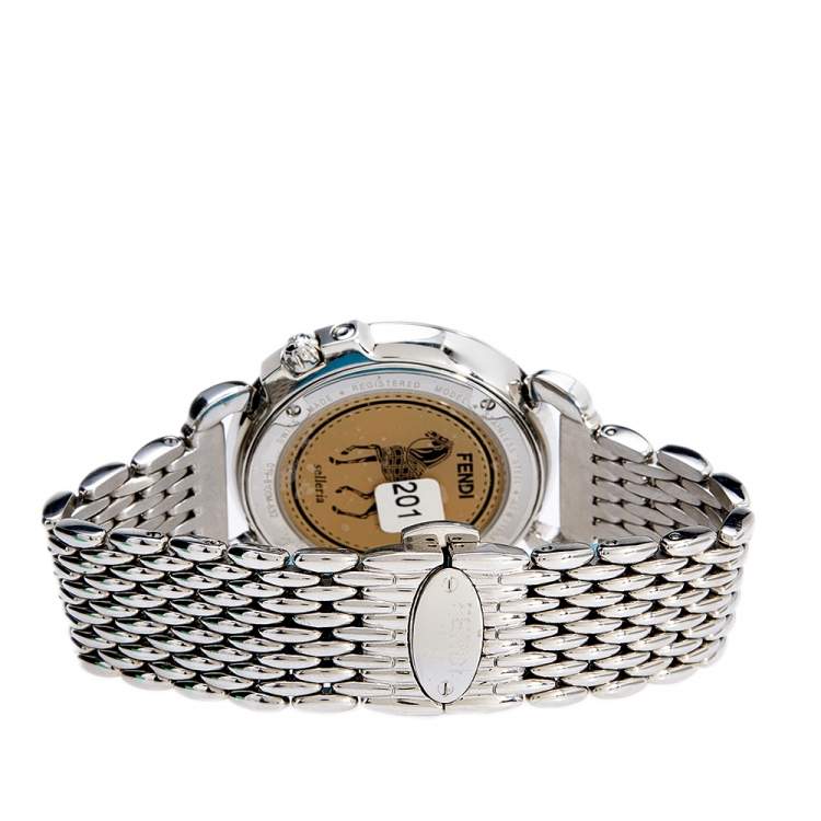 Pre Owned Fendi Mother of Pearl Stainless Steel Selleria 8100M Women's Wristwatch 37 mm