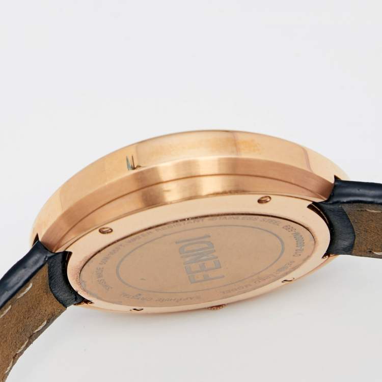 Pre Owned Fendi Black Mother of Pearl Rose Gold Plated Stainless Steel Leather My Way 35000M Women's Wristwatch 36 mm