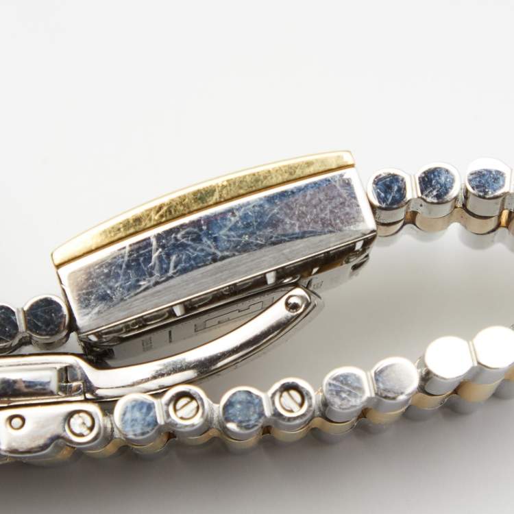 Pre Owned Fendi Mother of Pearl Two Tone Stainless Steel Diamond Fendimania Women's Wristwatch 24 mm