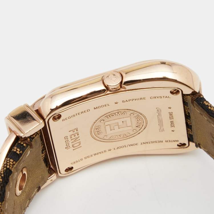 Pre Owned Fendi Black Rose Gold Plated Stainless Steel B.Fendi 3800G Women's Wristwatch 32 mm
