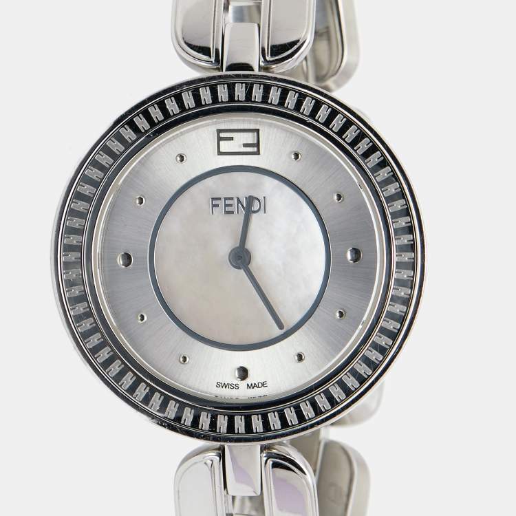 Pre Owned Fendi Mother of Pearl Stainless Steel My Way 3500M Women's Wristwatch 36 mm