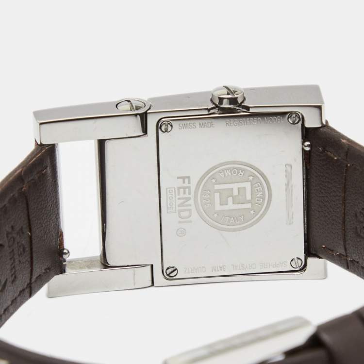 Pre Owned Fendi Brown Stainless Steel Leather Classic 5200G Women's Wristwatch 26 mm