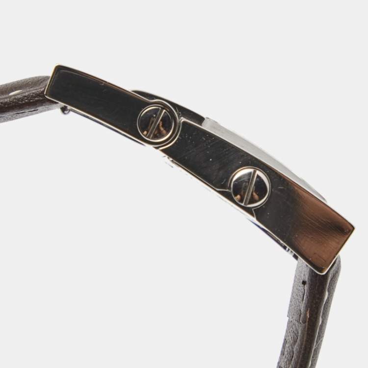 Pre Owned Fendi Brown Stainless Steel Leather Classic 5200G Women's Wristwatch 26 mm