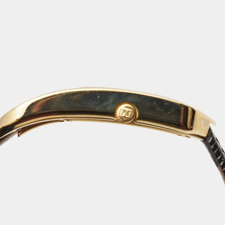 Pre Owned Fendi Black Gold Plated Stainless Steel Leather Chameleon 30000M Women's Wristwatch 29 mm