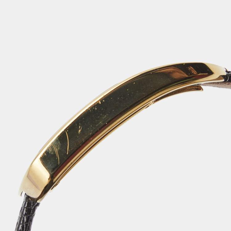 Pre Owned Fendi Black Gold Plated Stainless Steel Leather Chameleon 30000M Women's Wristwatch 29 mm