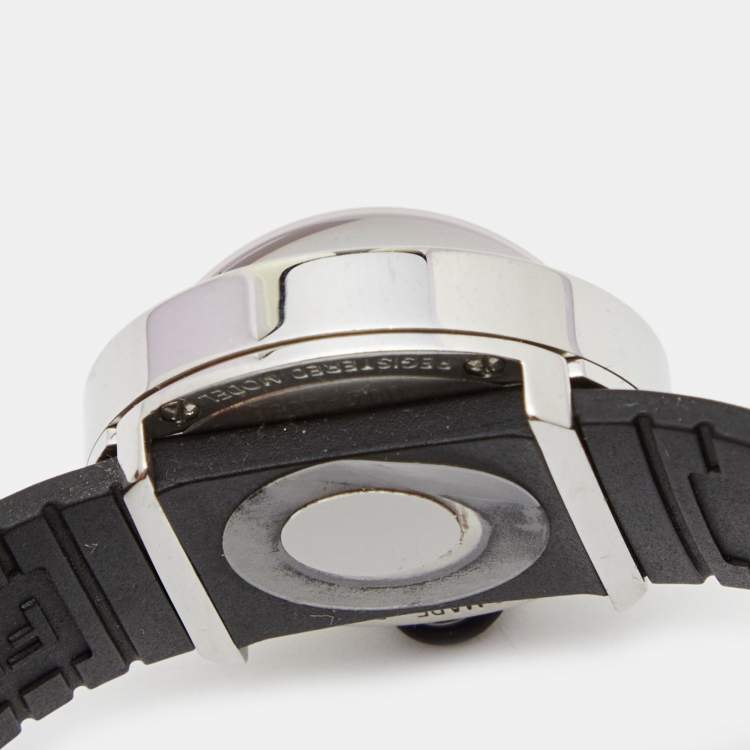 Pre Owned Fendi Red Stainless Steel Rubber Bussola Bubble 8010L Women's Wristwatch 27 mm