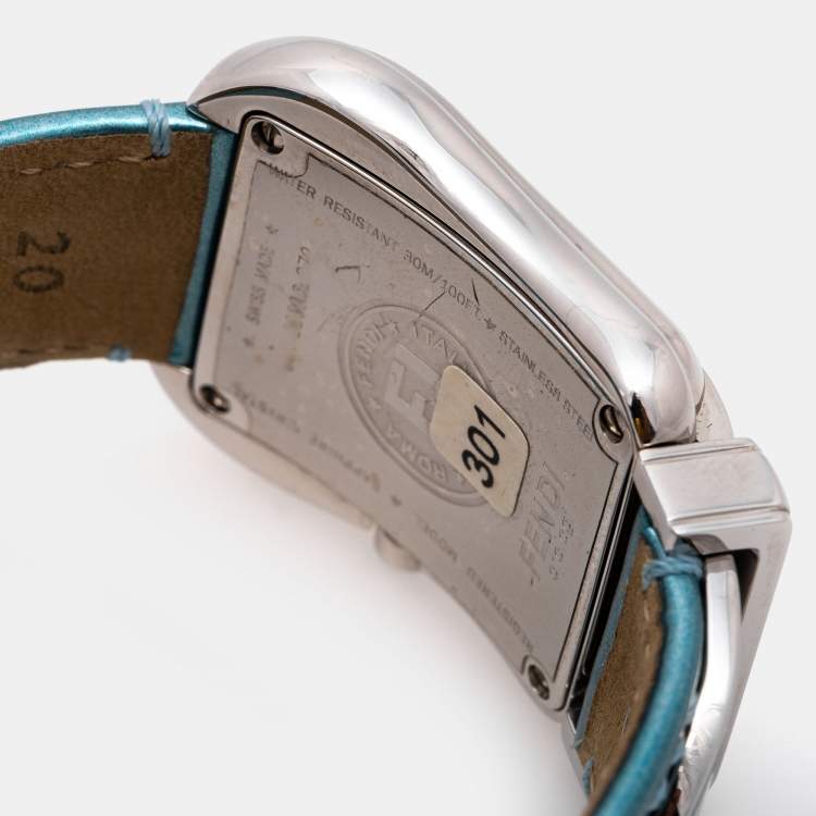 Pre Owned Fendi Mother of Pearl Stainless Steel Leather B.Fendi 3800G Women's Wristwatch 33 mm