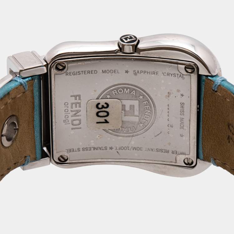 Pre Owned Fendi Mother of Pearl Stainless Steel Leather B.Fendi 3800G Women's Wristwatch 33 mm