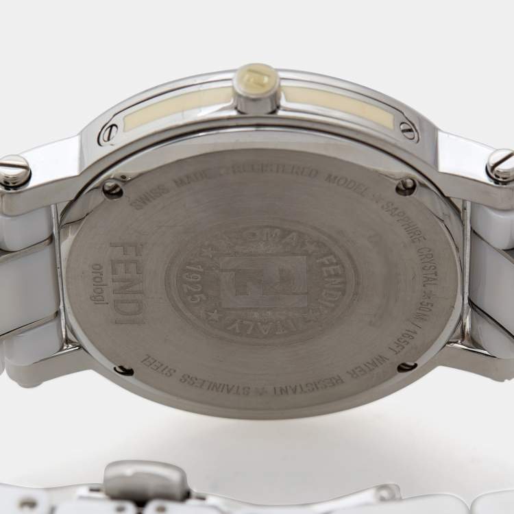 مملوكة مسبقًا Fendi White Ceramic Stainless Steel 6400G Women's Wristwatch 38 mm