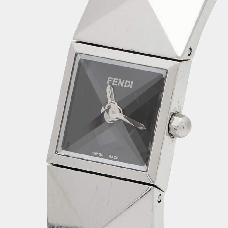 Pre Owned Fendi Black Stainless Steel Pyramid 4250L Women's Wristwatch 15 mm
