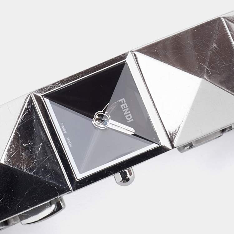 Pre Owned Fendi Black Stainless Steel Pyramid 4250L Women's Wristwatch 15 mm