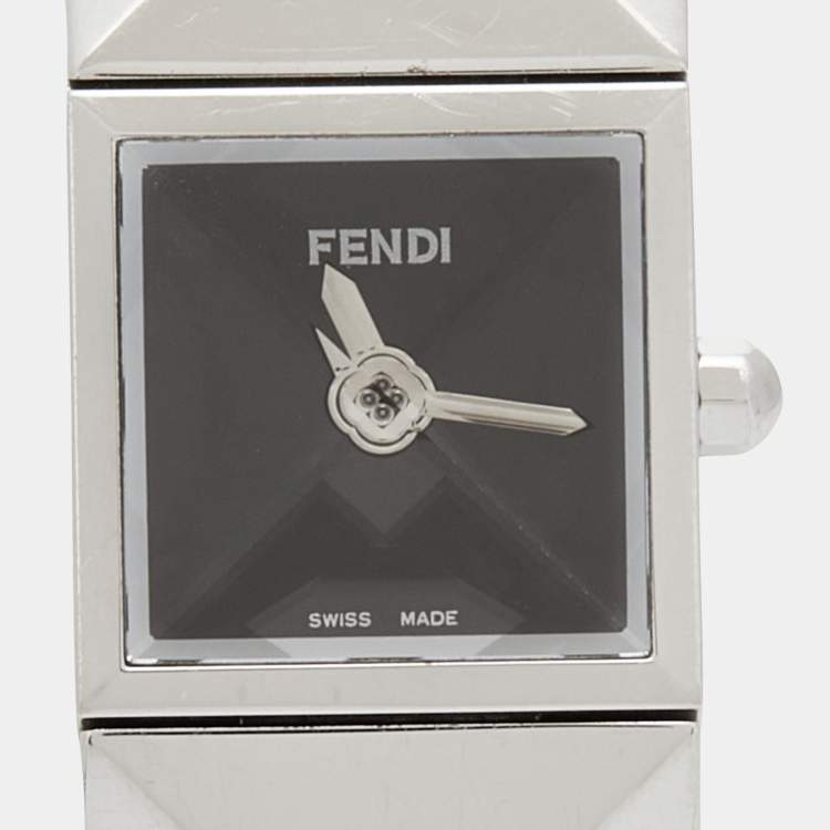 Pre Owned Fendi Black Stainless Steel Pyramid 4250L Women's Wristwatch 15 mm