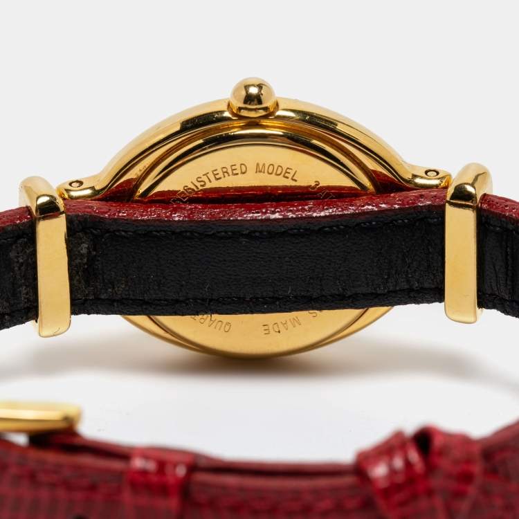 Pre Owned Fendi Silver Gold Plated Stainless Steel Leather 640L Women's Wristwatch 25 mm