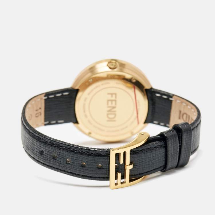 Pre Owned Fendi White Gold Plated Stainless Steel Leather My Way 35000M Women's Wristwatch 36 mm
