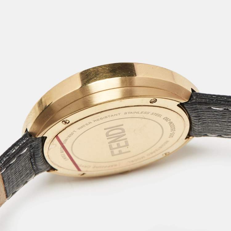 Pre Owned Fendi White Gold Plated Stainless Steel Leather My Way 35000M Women's Wristwatch 36 mm