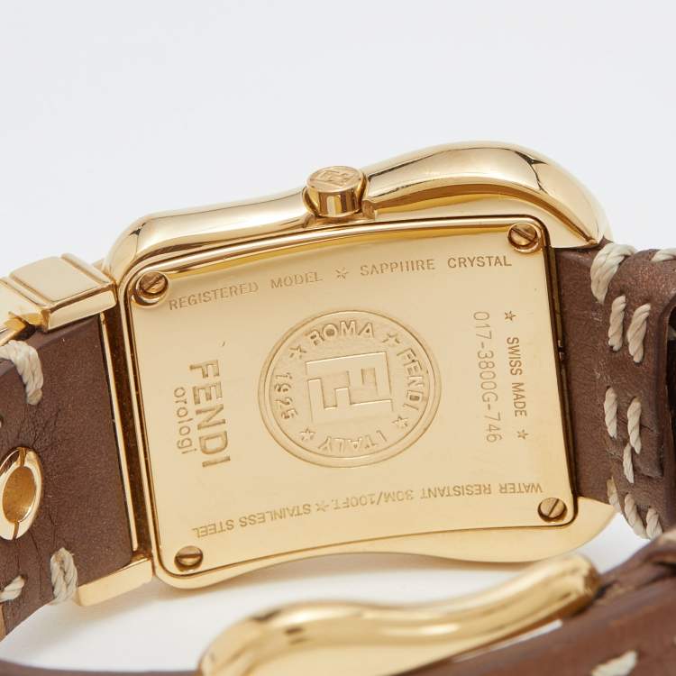 Pre Owned Fendi Mother of Pearl Gold Plated Leather B.Fendi 3800G Women's Wristwatch 33 mm