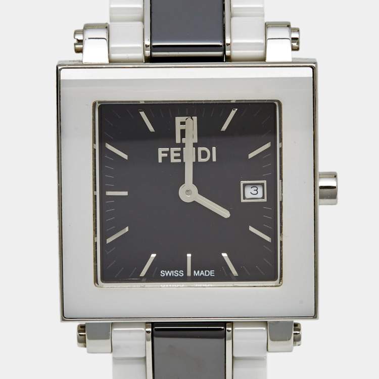 Pre Owned Fendi Black Ceramic Stainless Steel 6200G Women's Wristwatch 30 mm