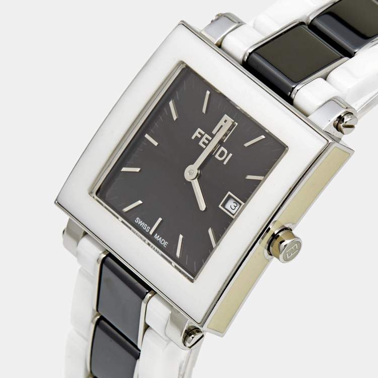 Pre Owned Fendi Black Ceramic Stainless Steel 6200G Women's Wristwatch 30 mm