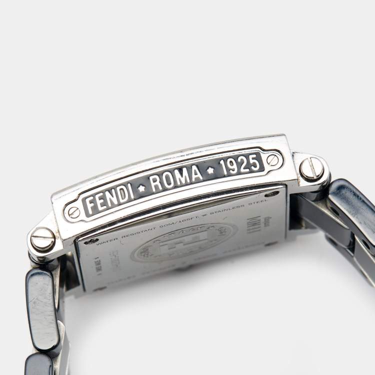 Pre Owned Fendi Black Ceramic Stainless Steel Diamond Quadro 6200G Women's Wristwatch 30 mm