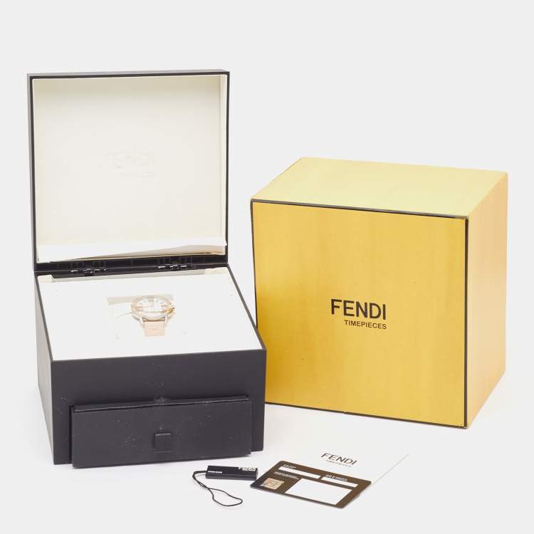 Pre Owned Fendi Mother of Pearl Two Tone Stainless Steel Selleria Leather 80200M Women's Wristwatch 36 mm