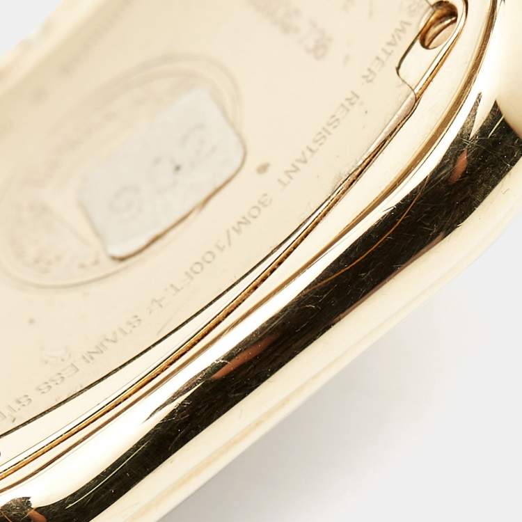 Pre Owned Fendi Black Yellow Gold Plated Stainless Steel Canvas B.Fendi 3800G Women's Wristwatch 33 mm